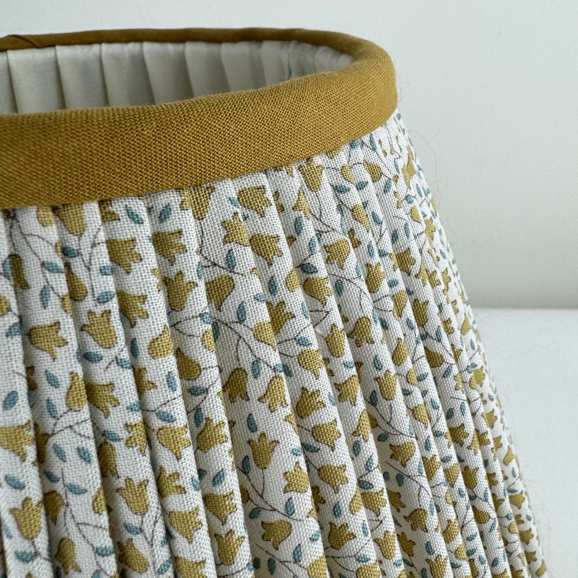 10" Empire Gathered Yellow and Blue Cotton Lampshade