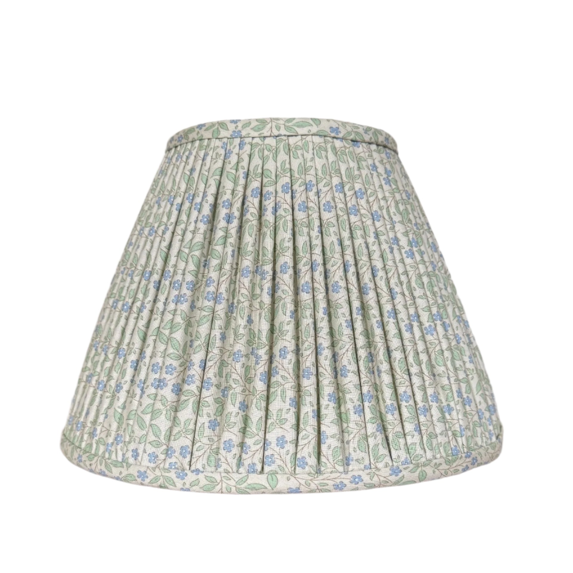 10" Empire green & blue floral small pattern cotton gathered lampshade
