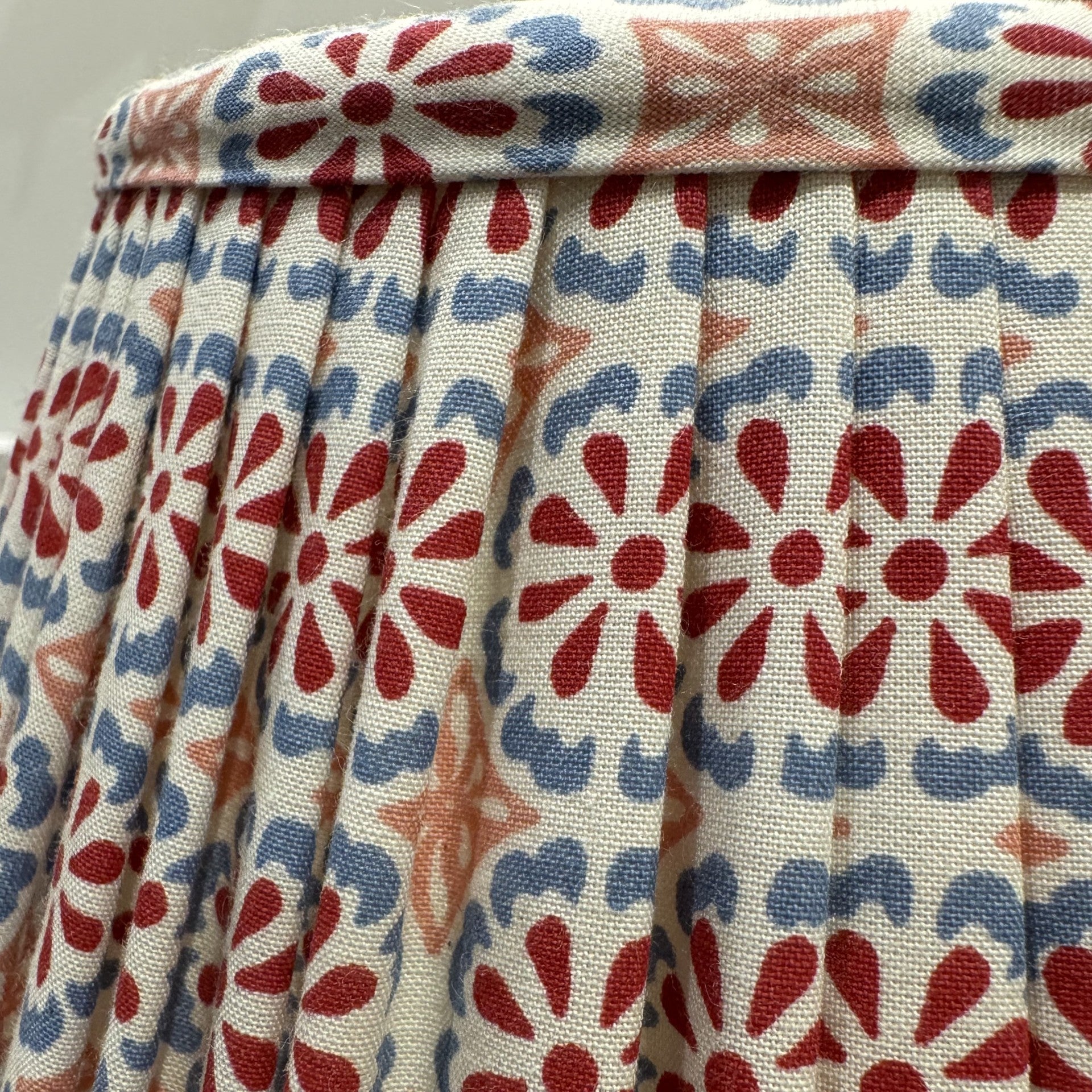 10" Empire Red, Blue and Pink Cotton Gathered Lampshade