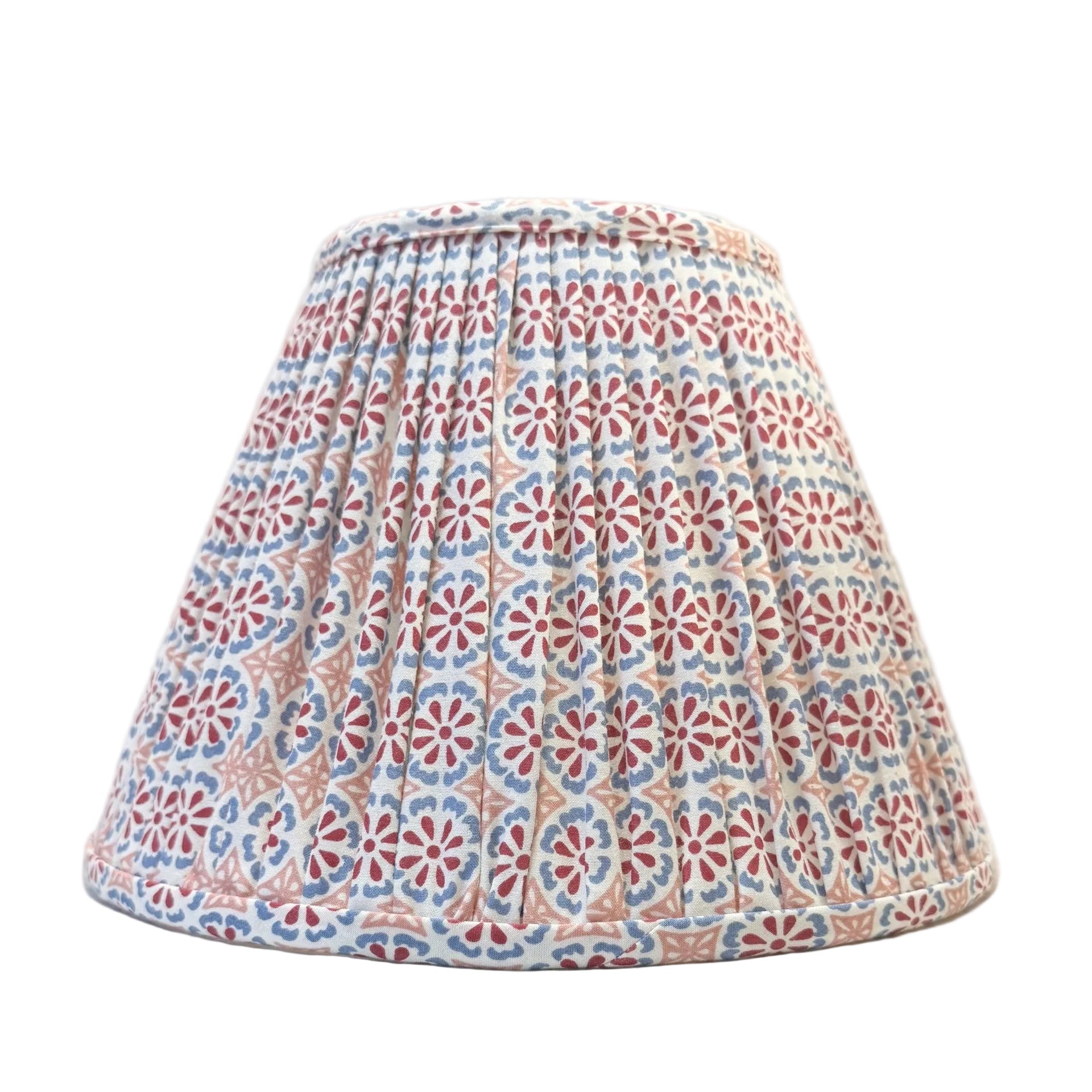 10" Empire Red, Blue and Pink Cotton Gathered Lampshade