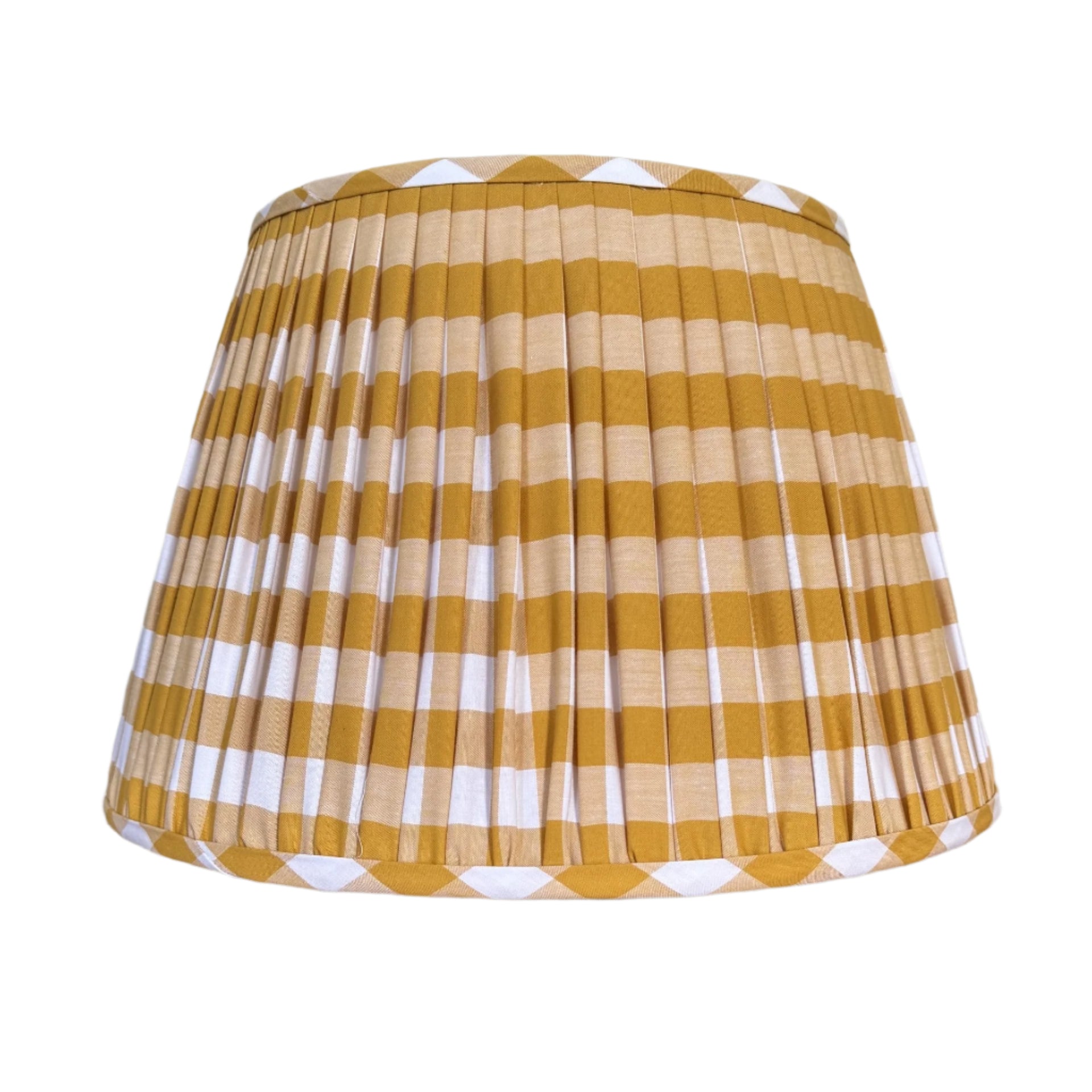 14" Pembroke Ochre and White Gingham Gathered Cotton Lampshade