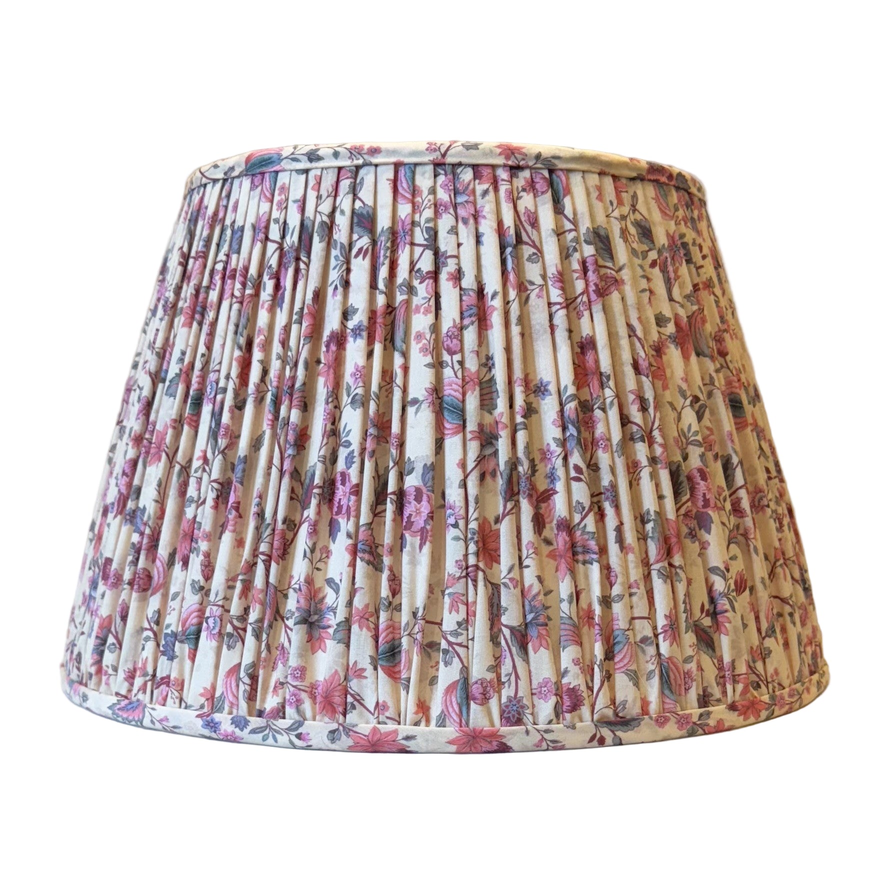 14" Pembroke Cream and Pink Gathered Cotton Lampshade