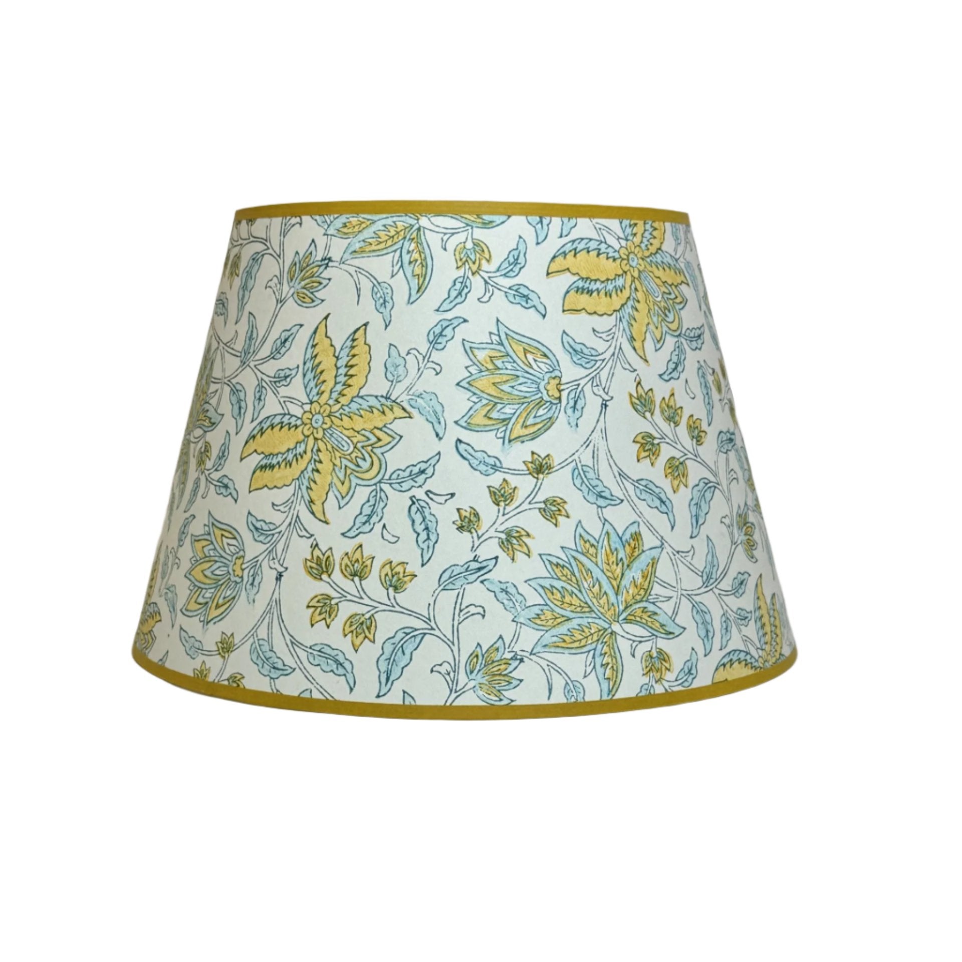 14" Aqua and Yellow Floral Paper Laminated Shade
