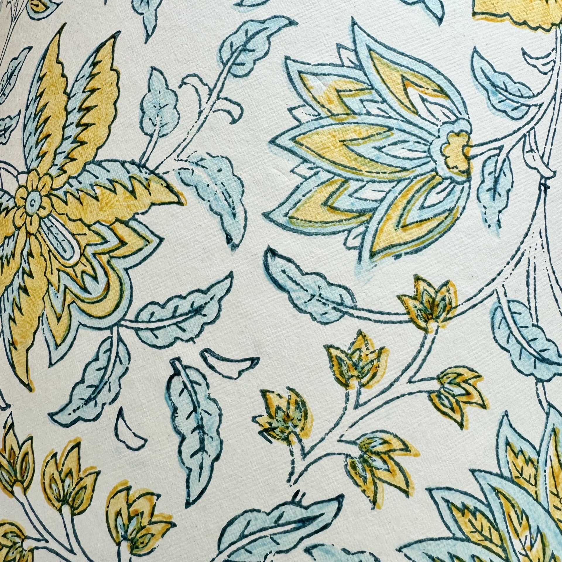 14" Aqua and Yellow Floral Paper Laminated Shade