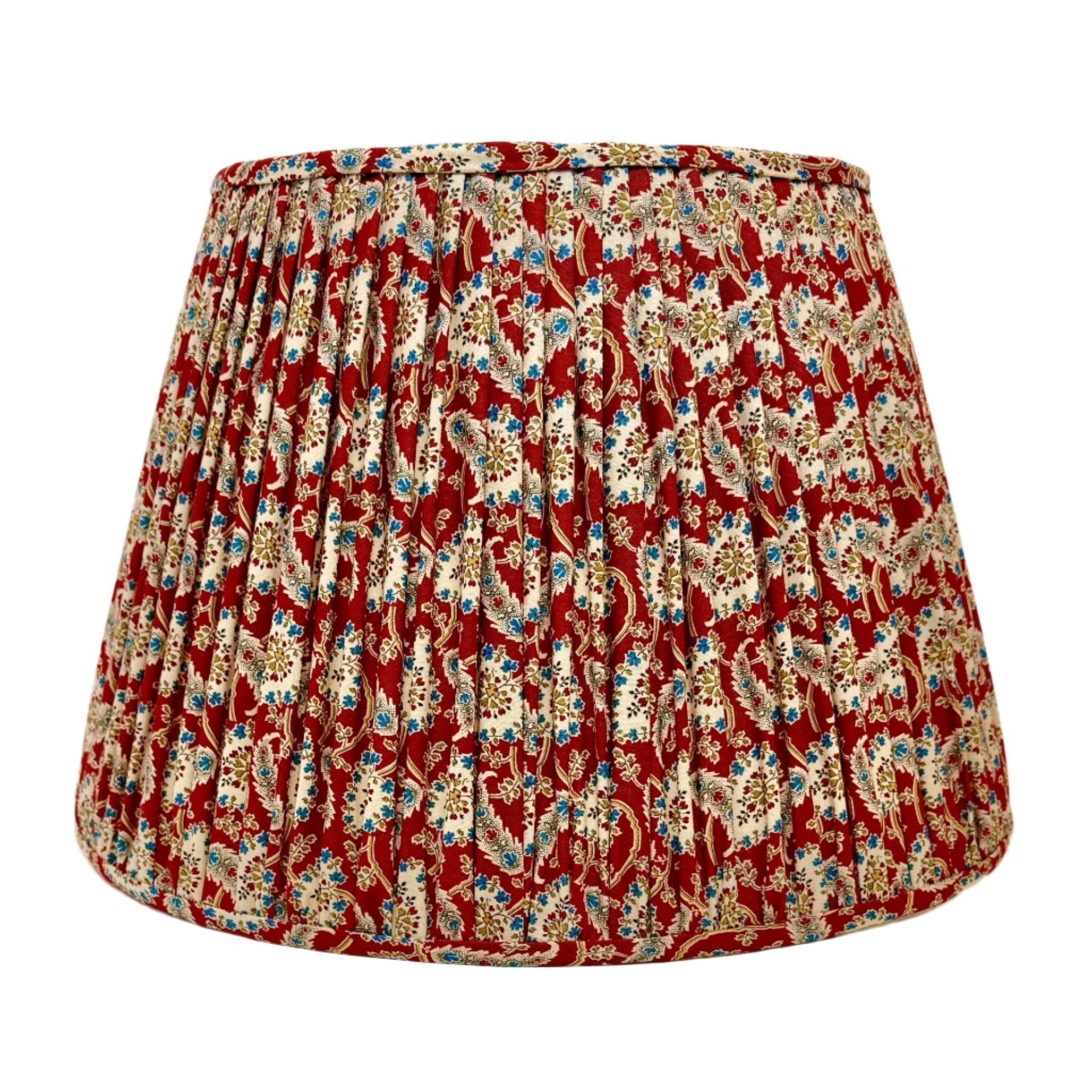 16" Pembroke Red & Blue Paisley Gathered Shade