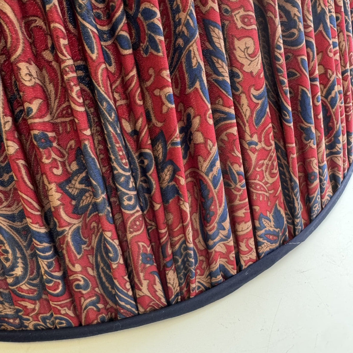 17" Pembroke Gathered Red and Blue Paisley Cotton Lampshade