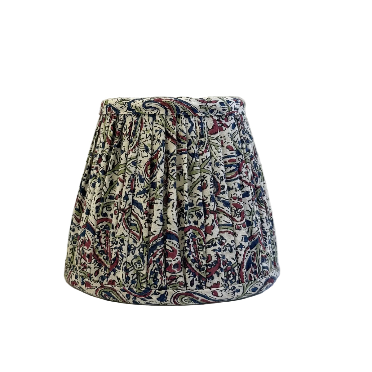5 1/2" Empire Gathered Paisley Blue and Dark Red Cotton Lampshade