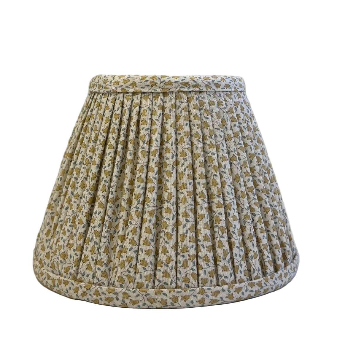 7" Empire Gathered Yellow and Blue Cotton Lampshade