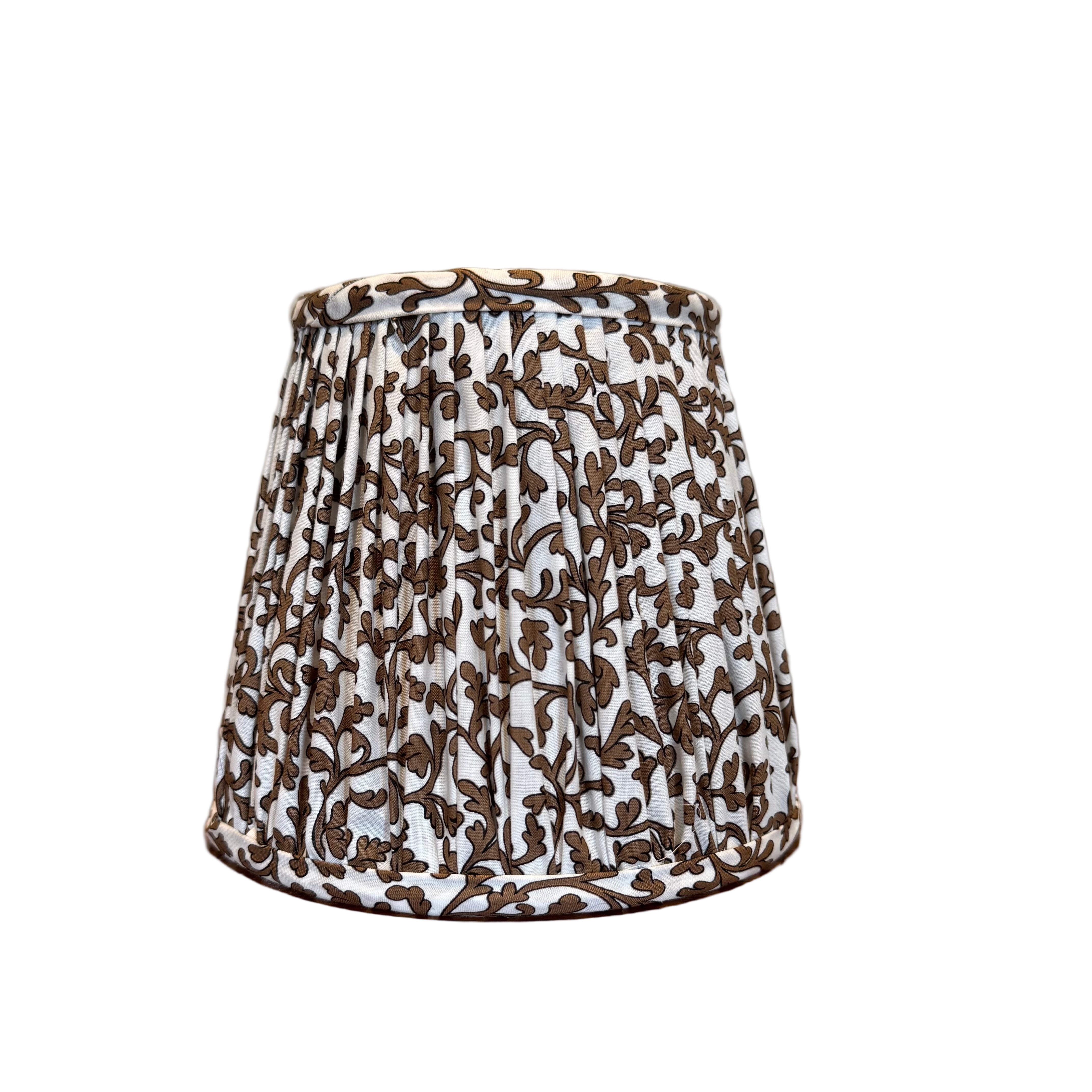 6" Empire Brown and White Cotton Gathered Lampshade