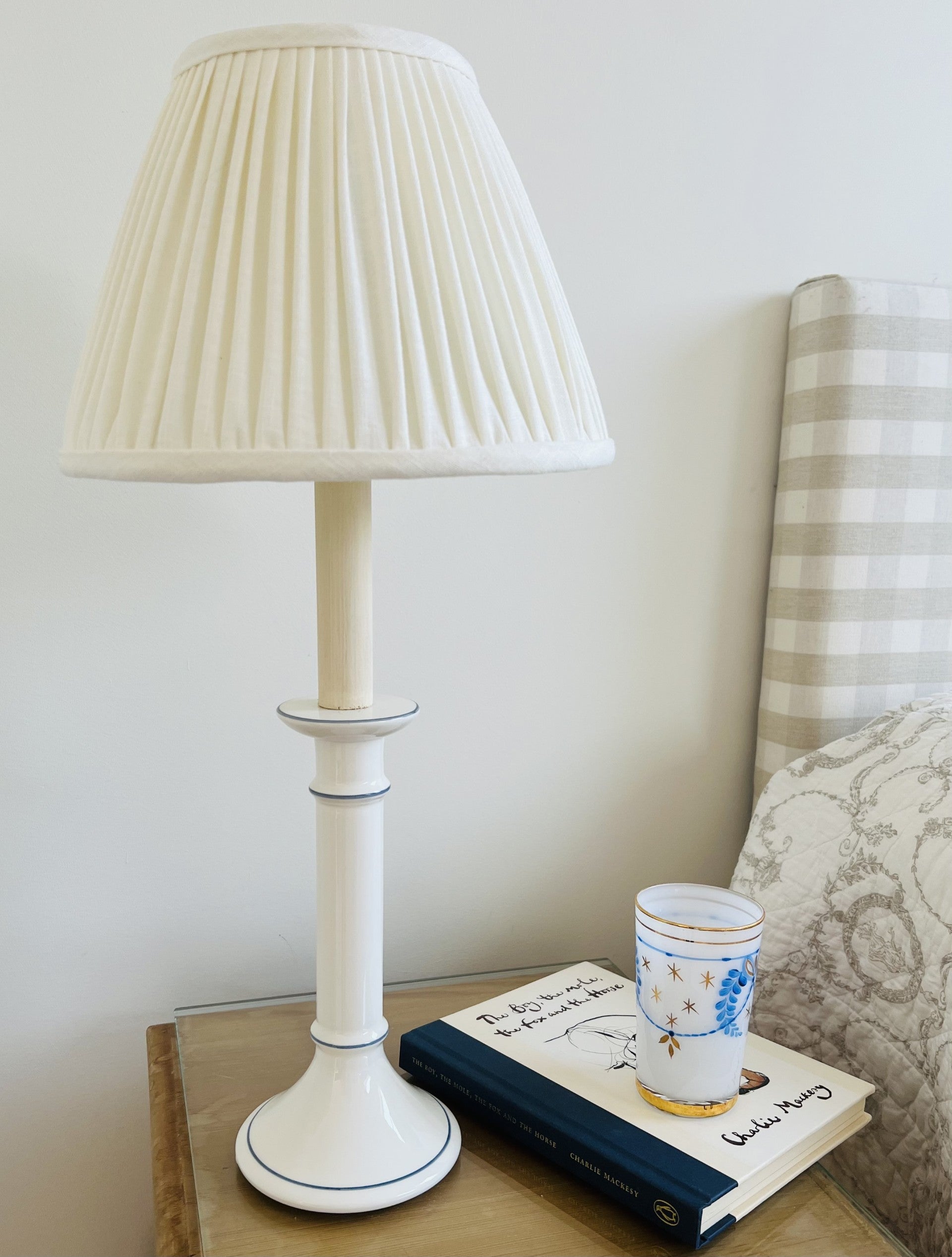 Creamware Candlestick with Blue