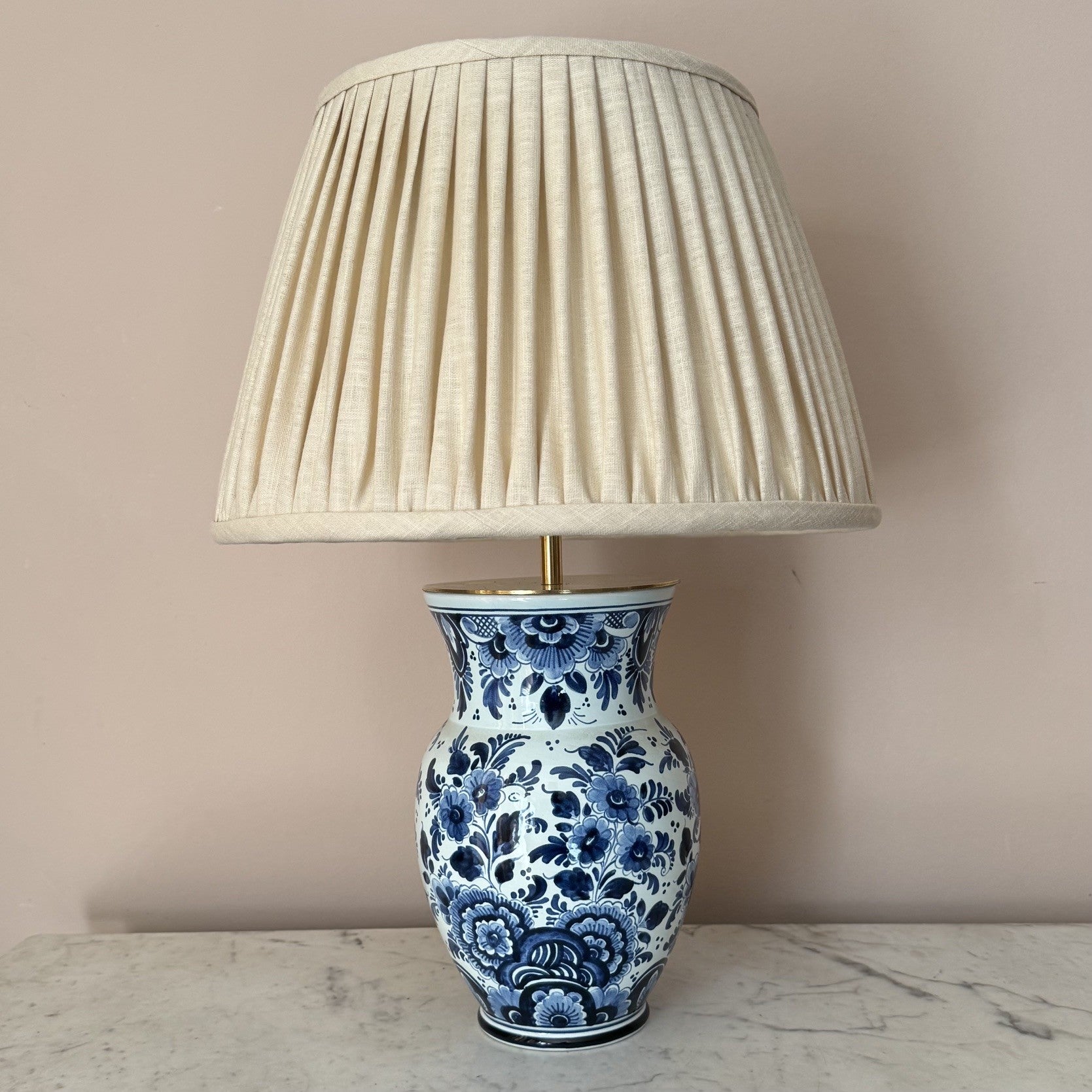 Delft Blue & White Floral Vase Lamp