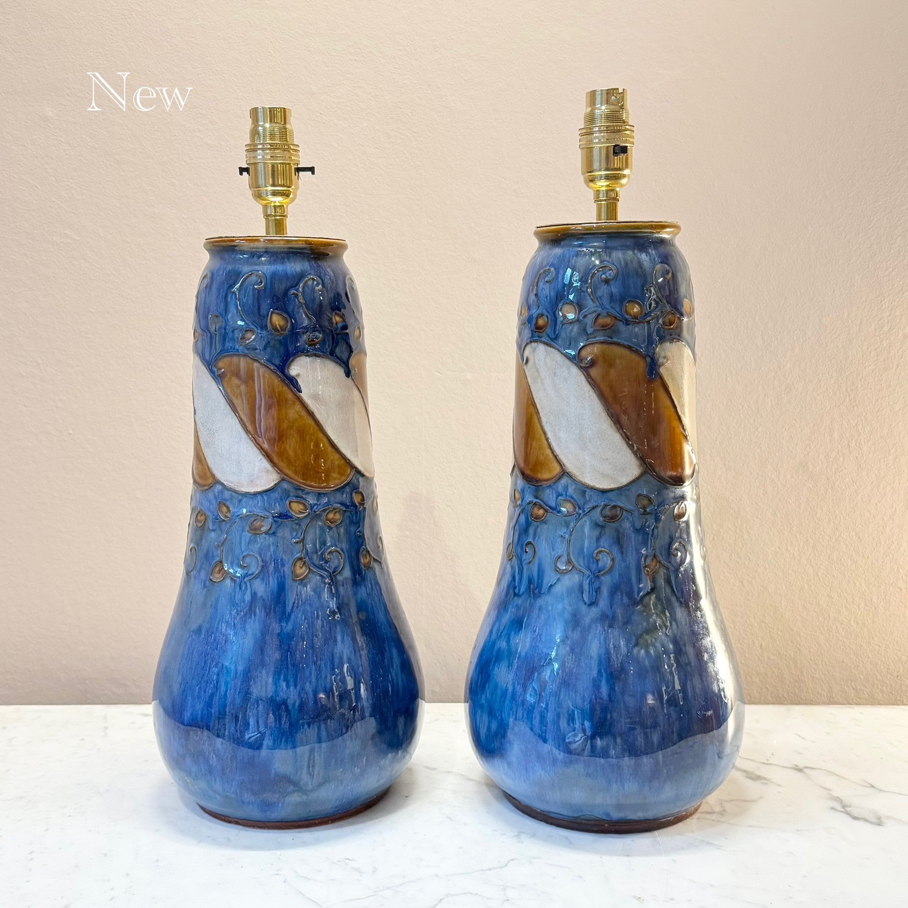 Vintage Pair of Doulton Ceramic Vase Table Lamps