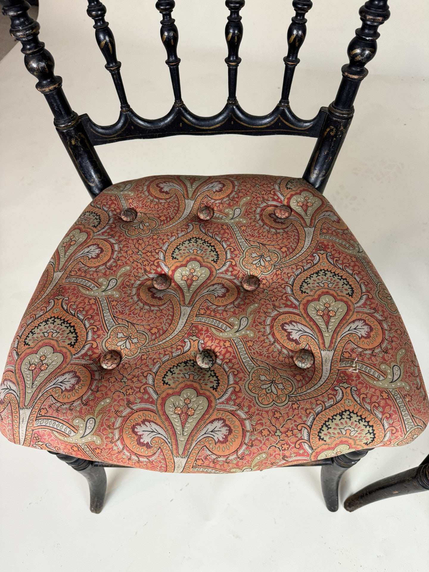 Pair of antique ebonised bedroom chairs
