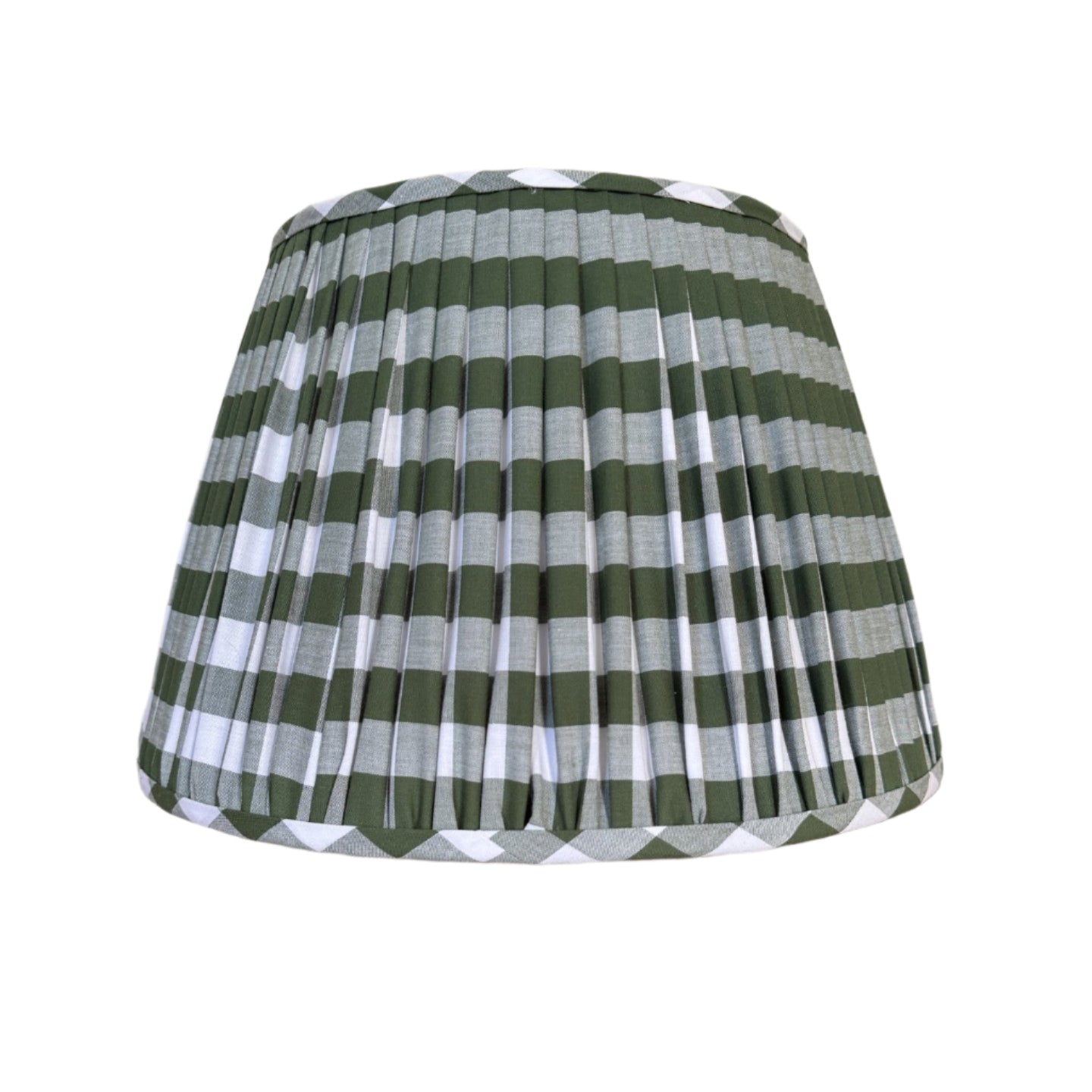 14" Pembroke Green and White Gingham Gathered Cotton Lampshade