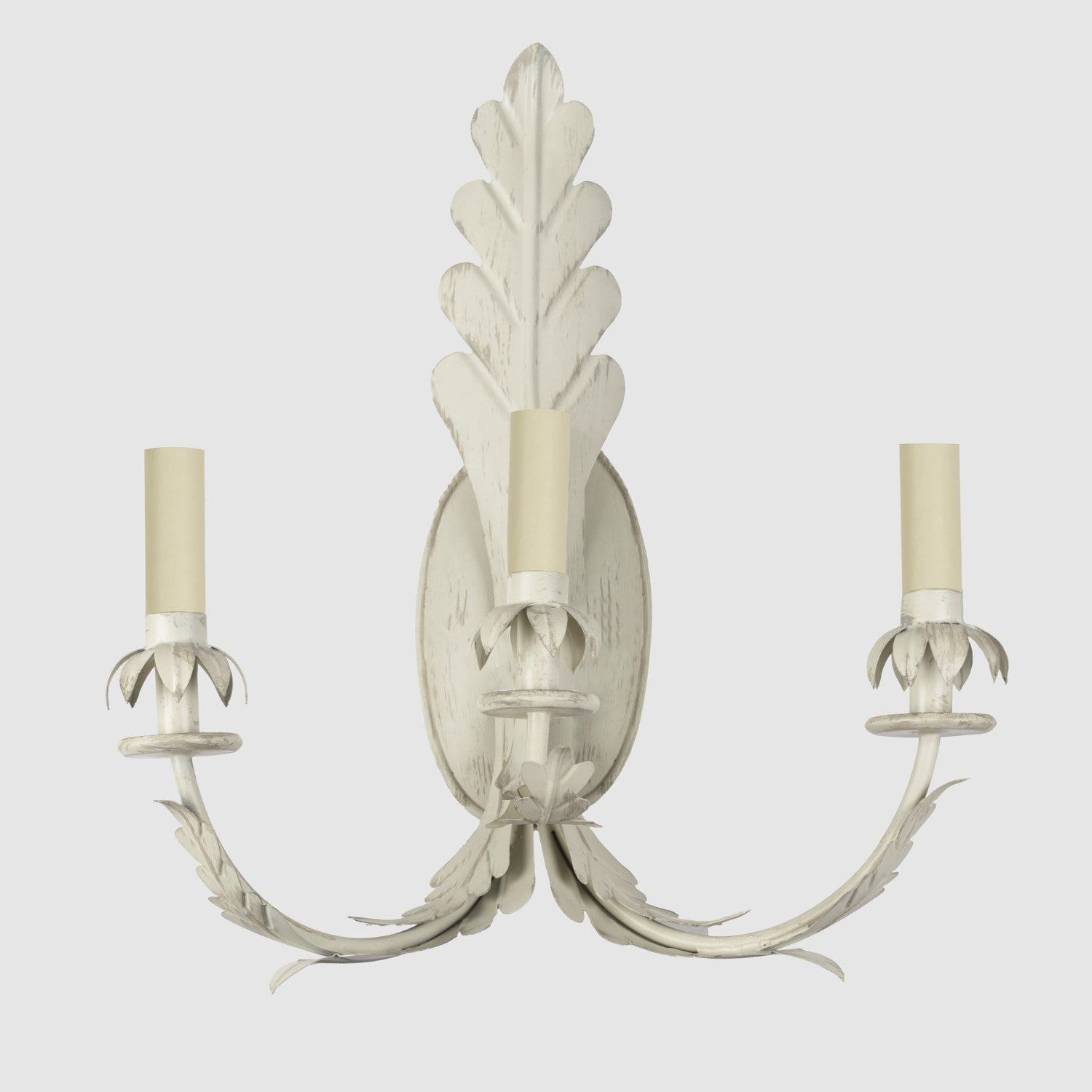 Ivory tole leaf wall light, 3 light