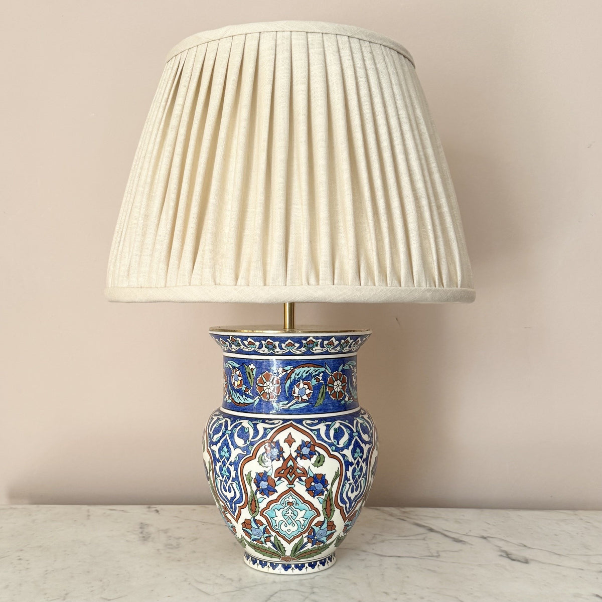 Vintage Iznic Ceramic Vase Lamp