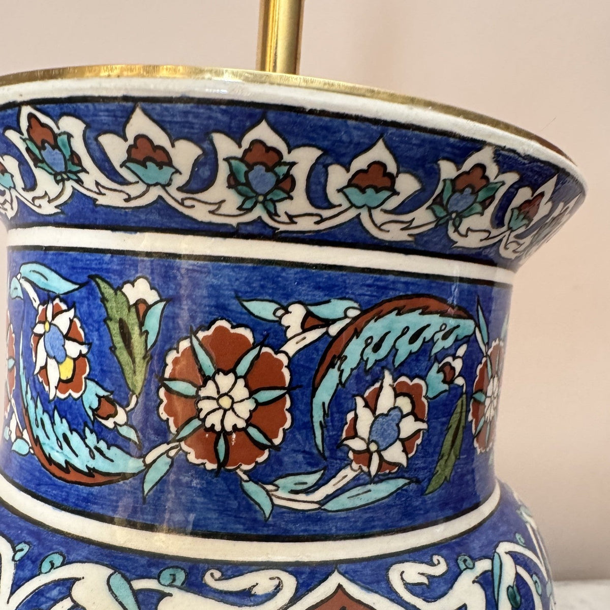 Vintage Iznic Ceramic Vase Lamp