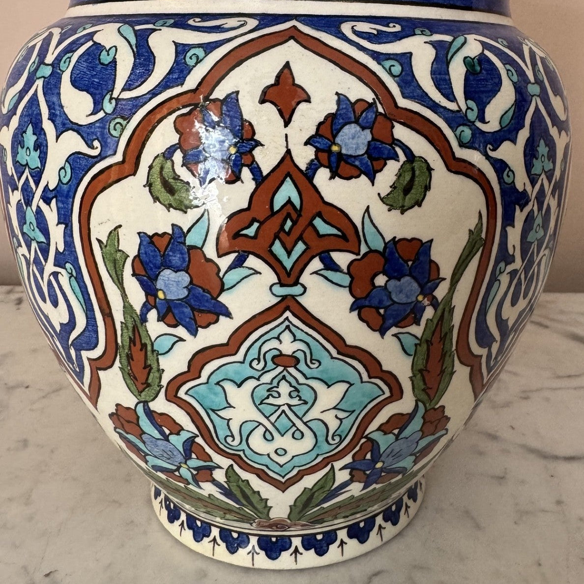 Vintage Iznic Ceramic Vase Lamp