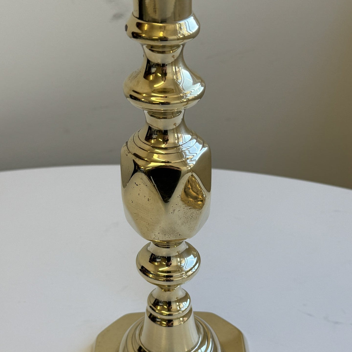 Antique pair of Brass 'King of Diamonds' Candlestick Table Lamps