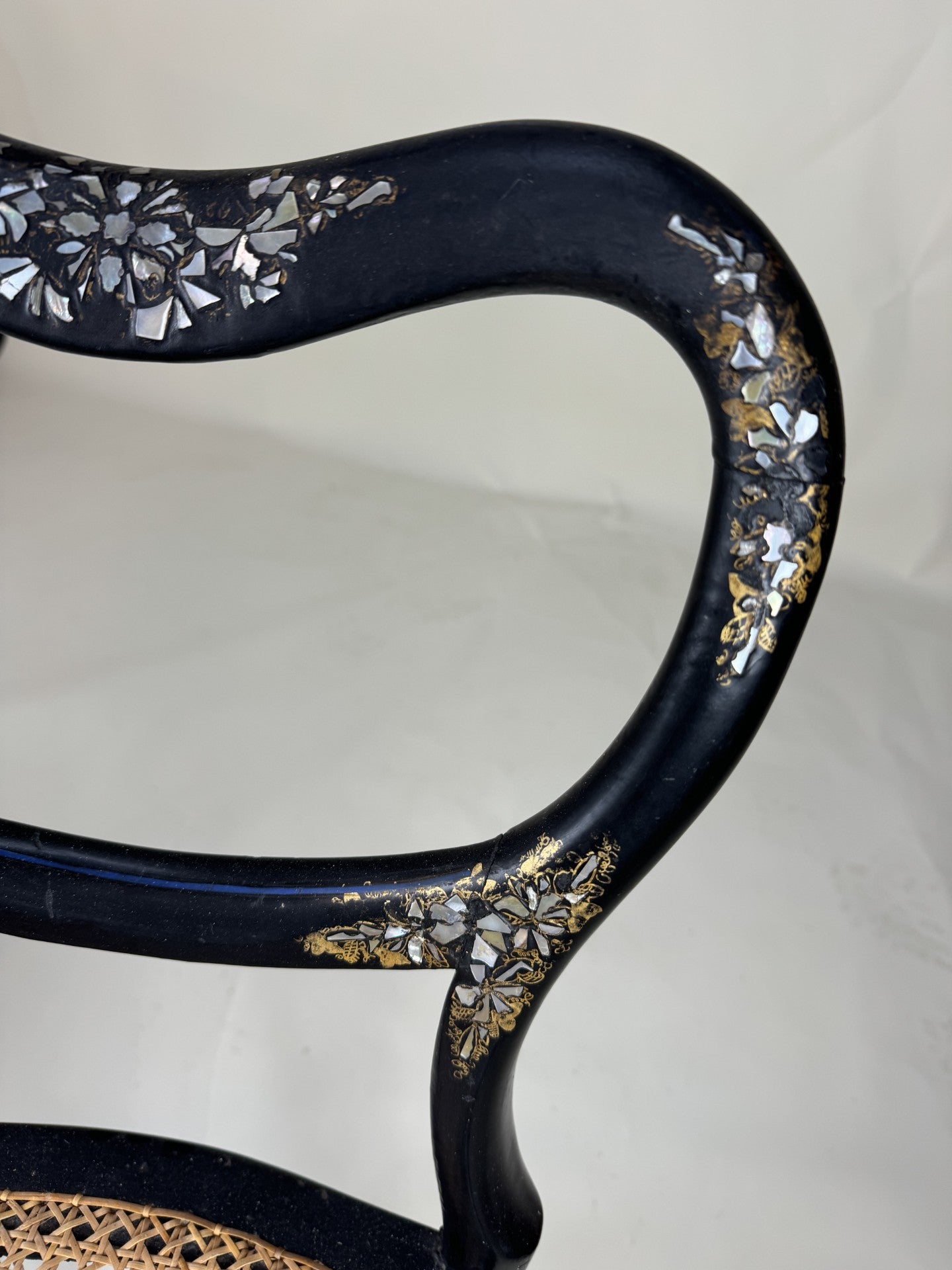 Pair of 19th century ebonised and mother of pearl inlaid chairs