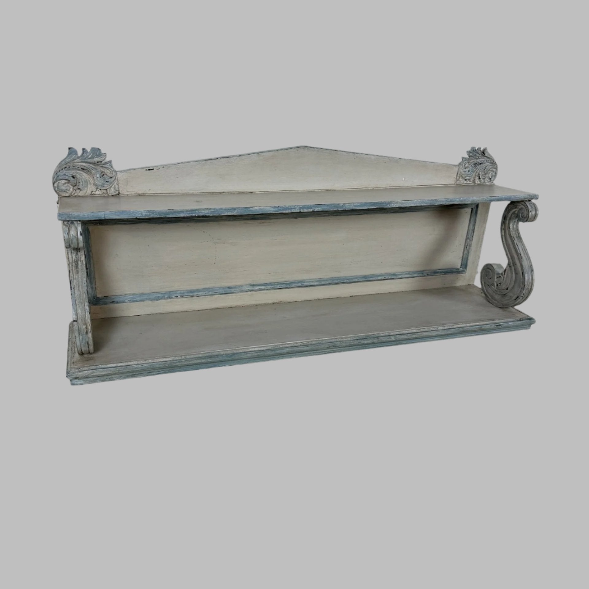 Carved mahogany painted shelf unit