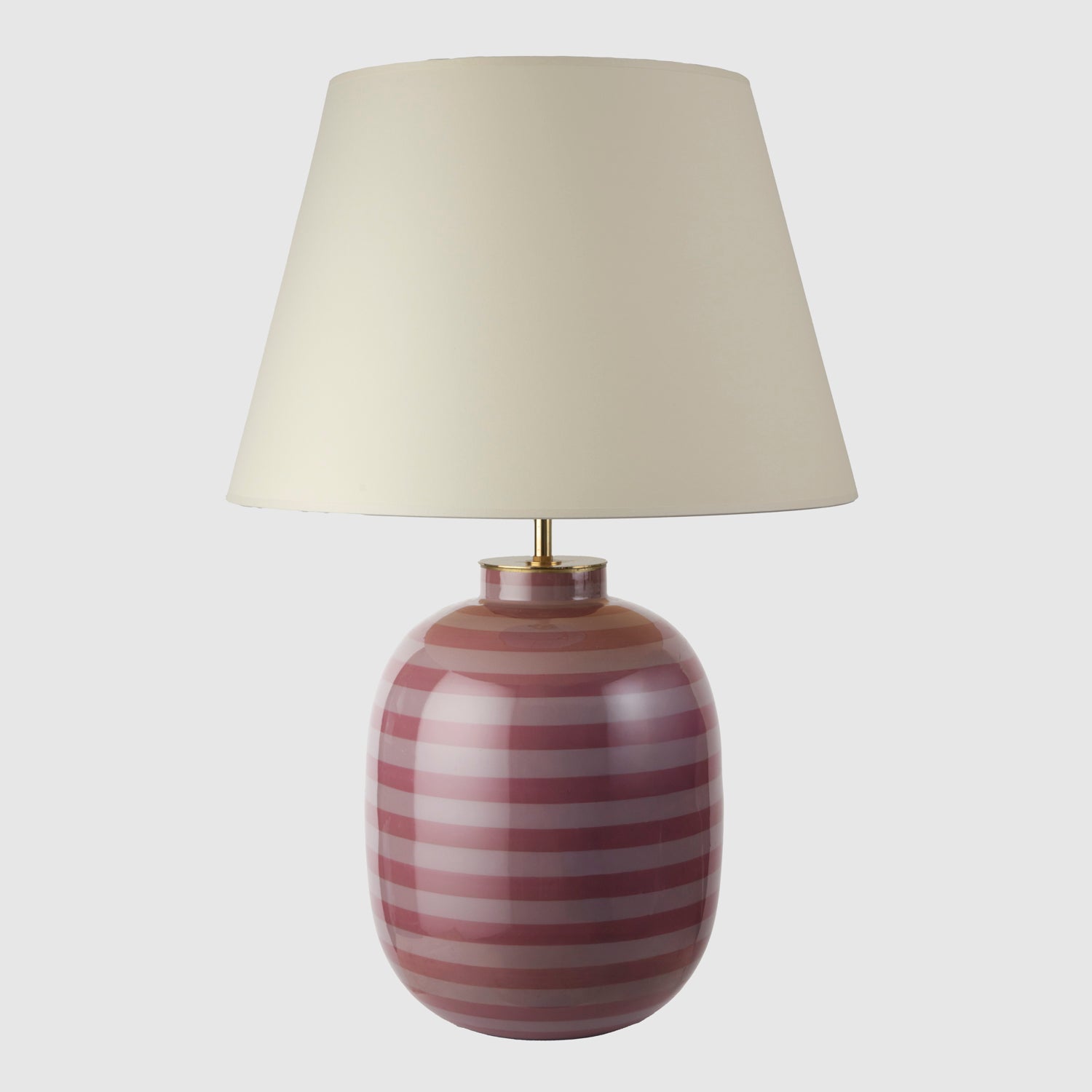 Large striped vase table lamp, pink