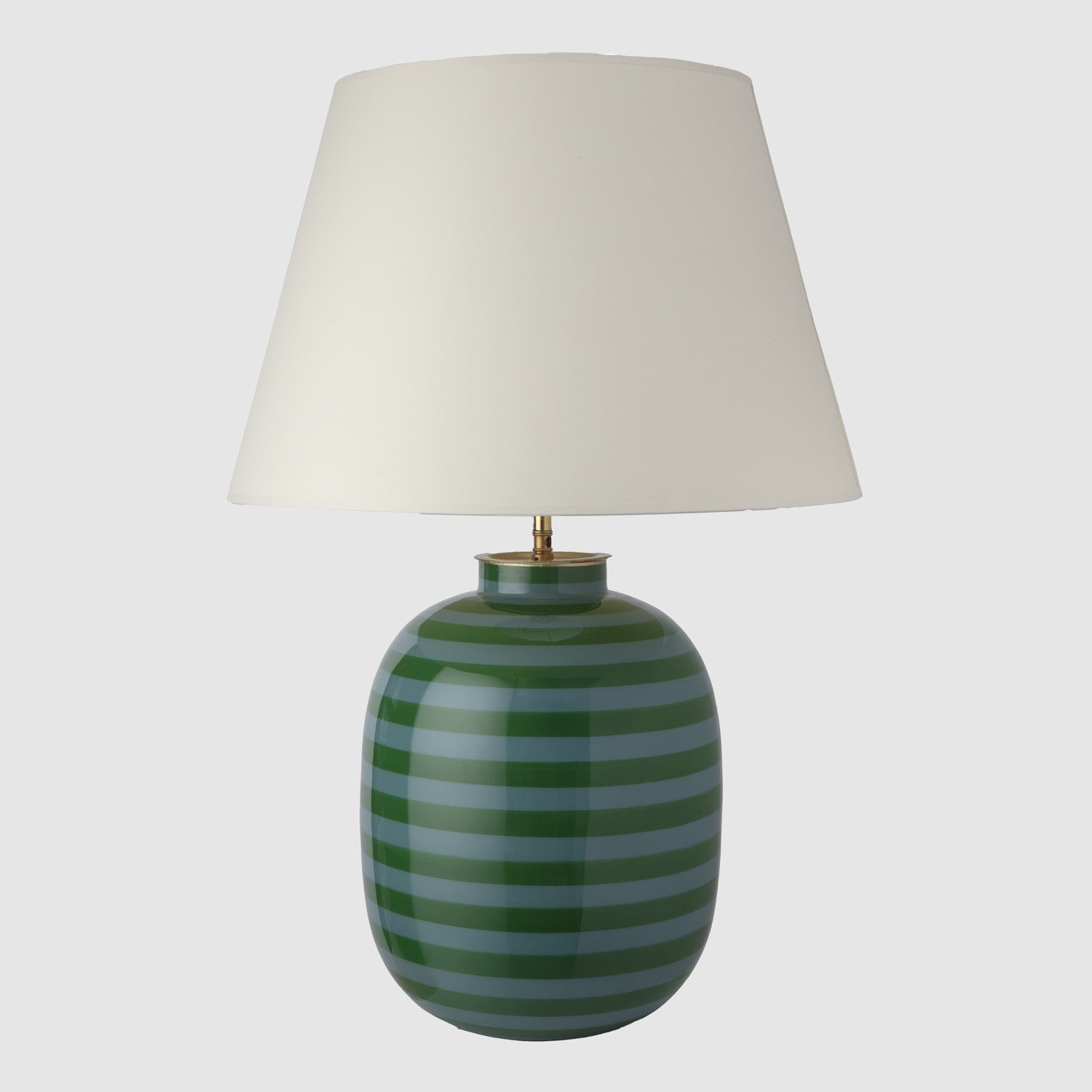 Large striped vase table lamp, Green