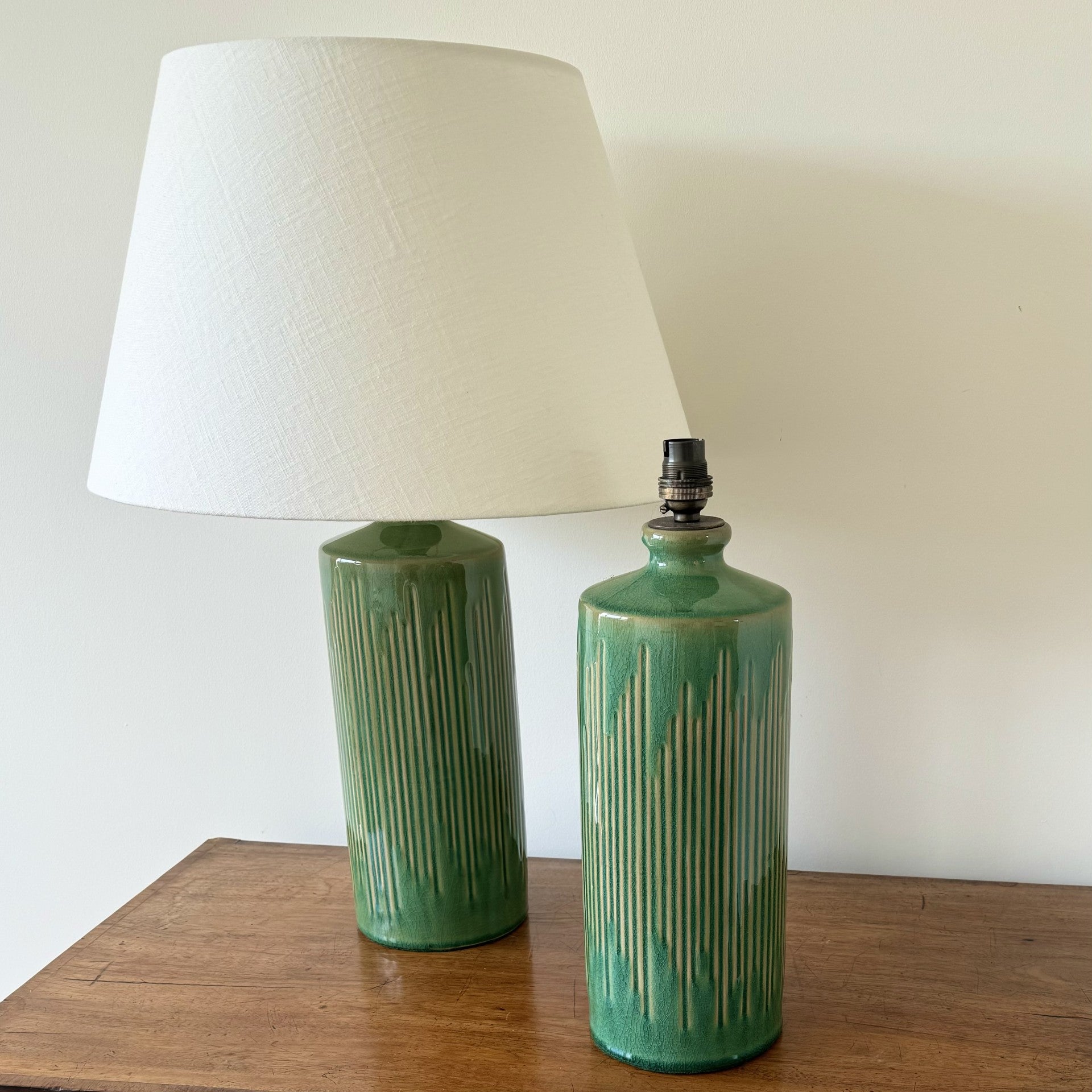 Pair of Green Ceramic Table Lamps