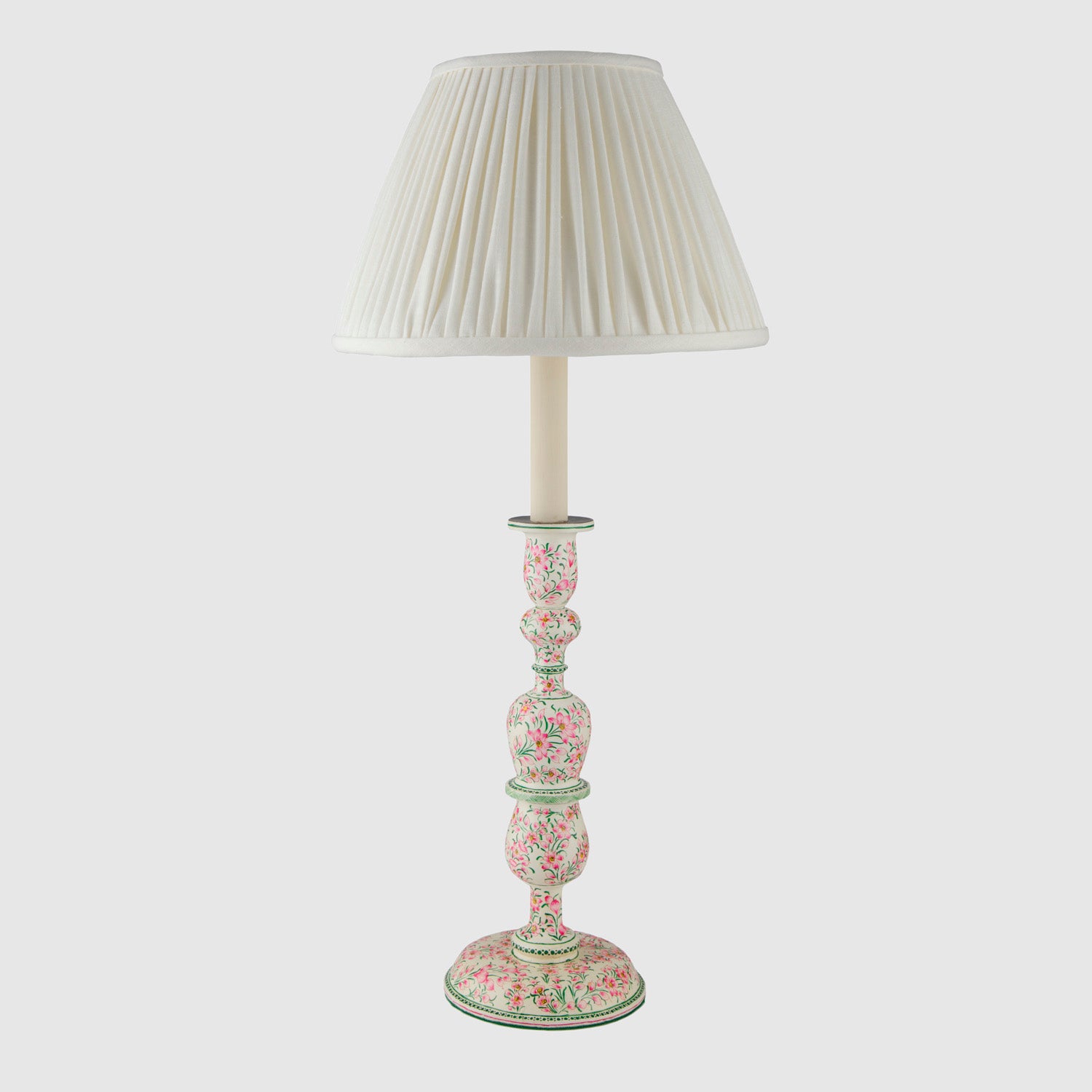 Kashmiri candlestick table lamp, pink