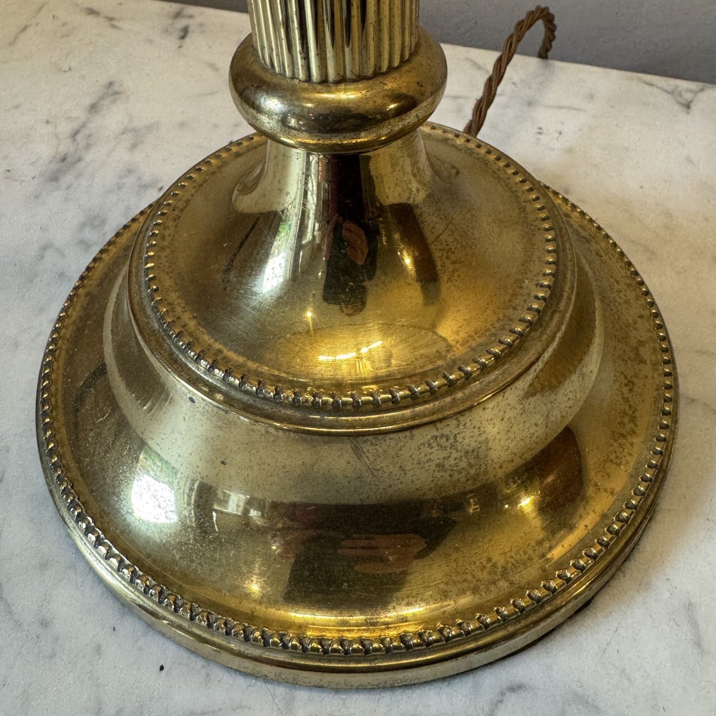 Vintage Brass Ribbed Column Lamp