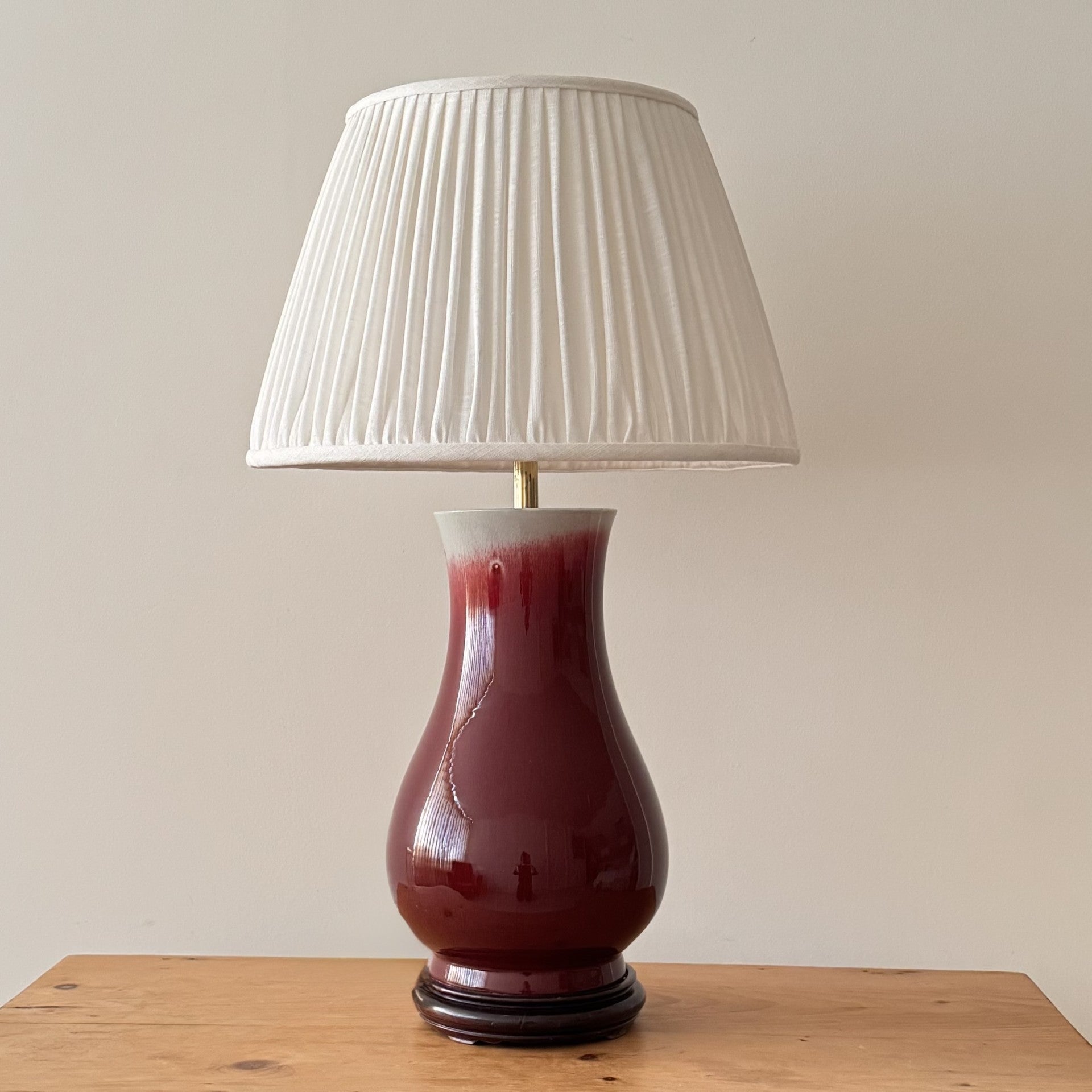 Vintage Chinese Ceramic Sang de Boeuf Table Lamp