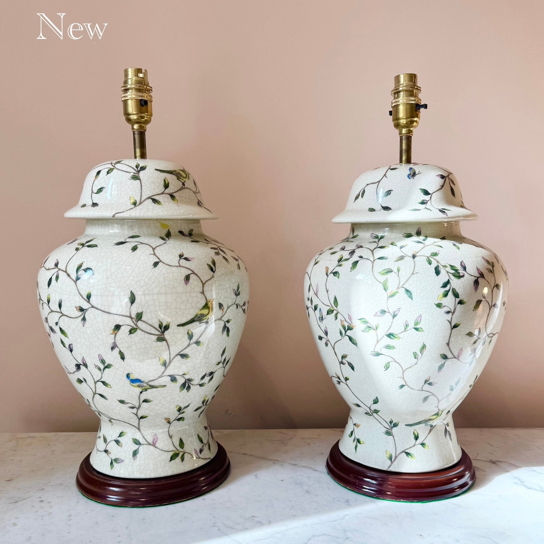 Vintage Pair of Ceramic Ginger Jar Table Lamps