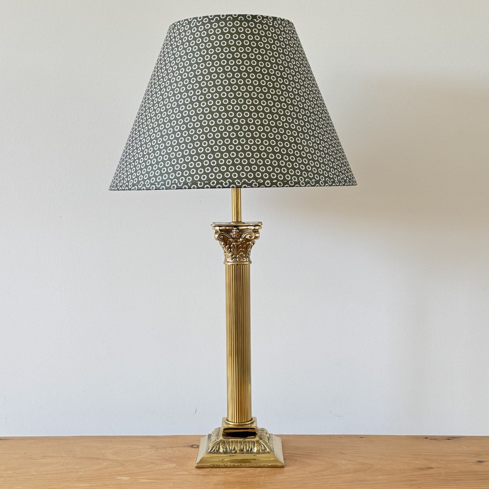 Vintage Brass Column Table Lamp