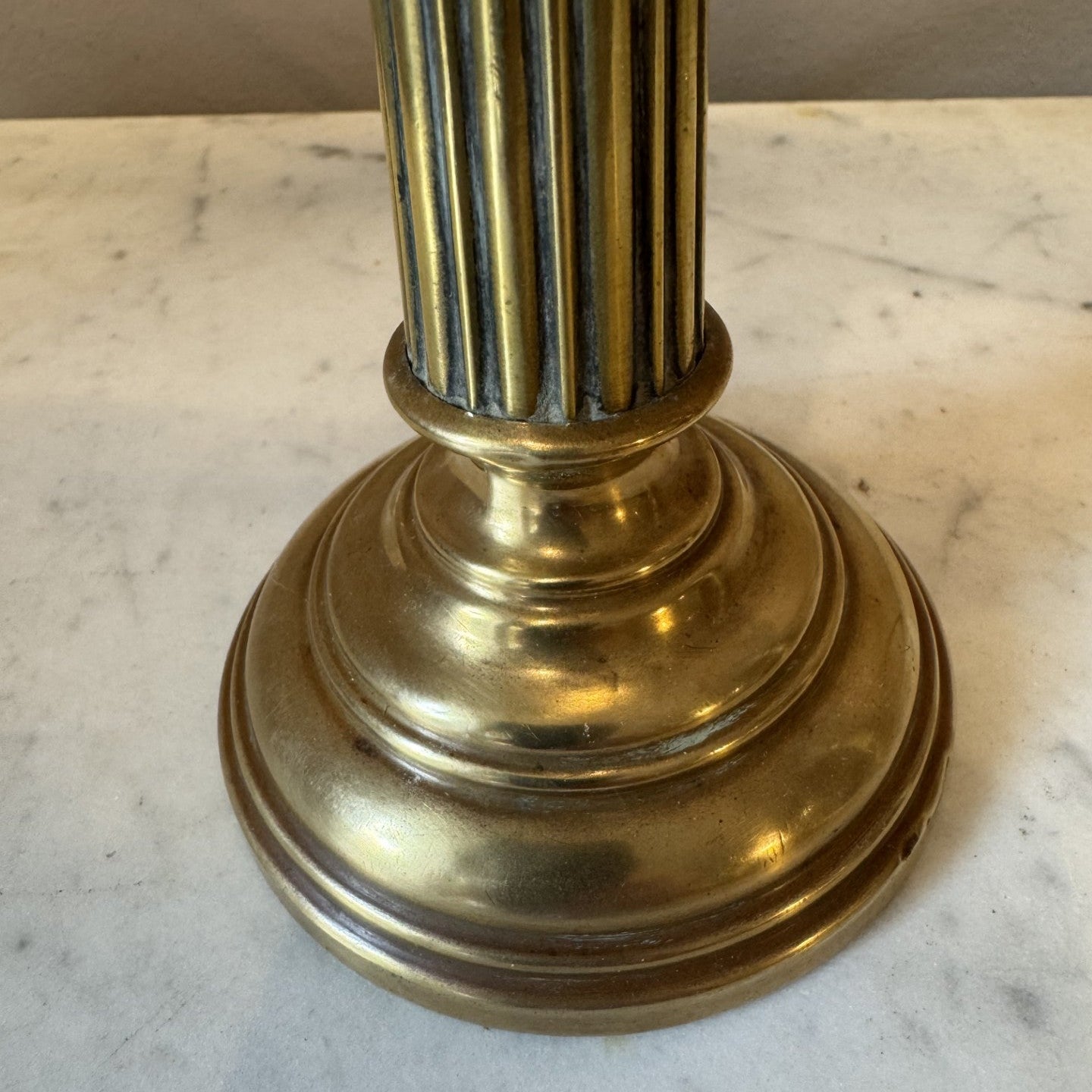 Vintage Pair of Small Brass Candlestick Lamps