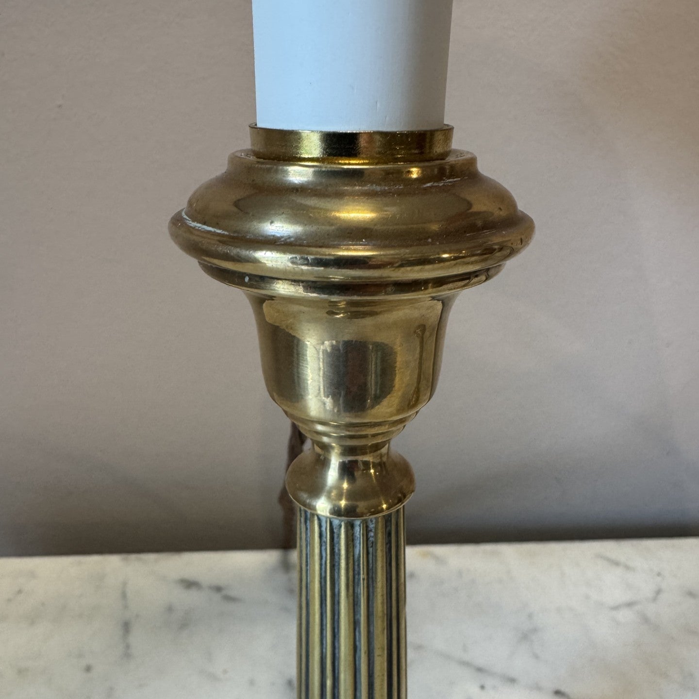 Vintage Pair of Small Brass Candlestick Lamps
