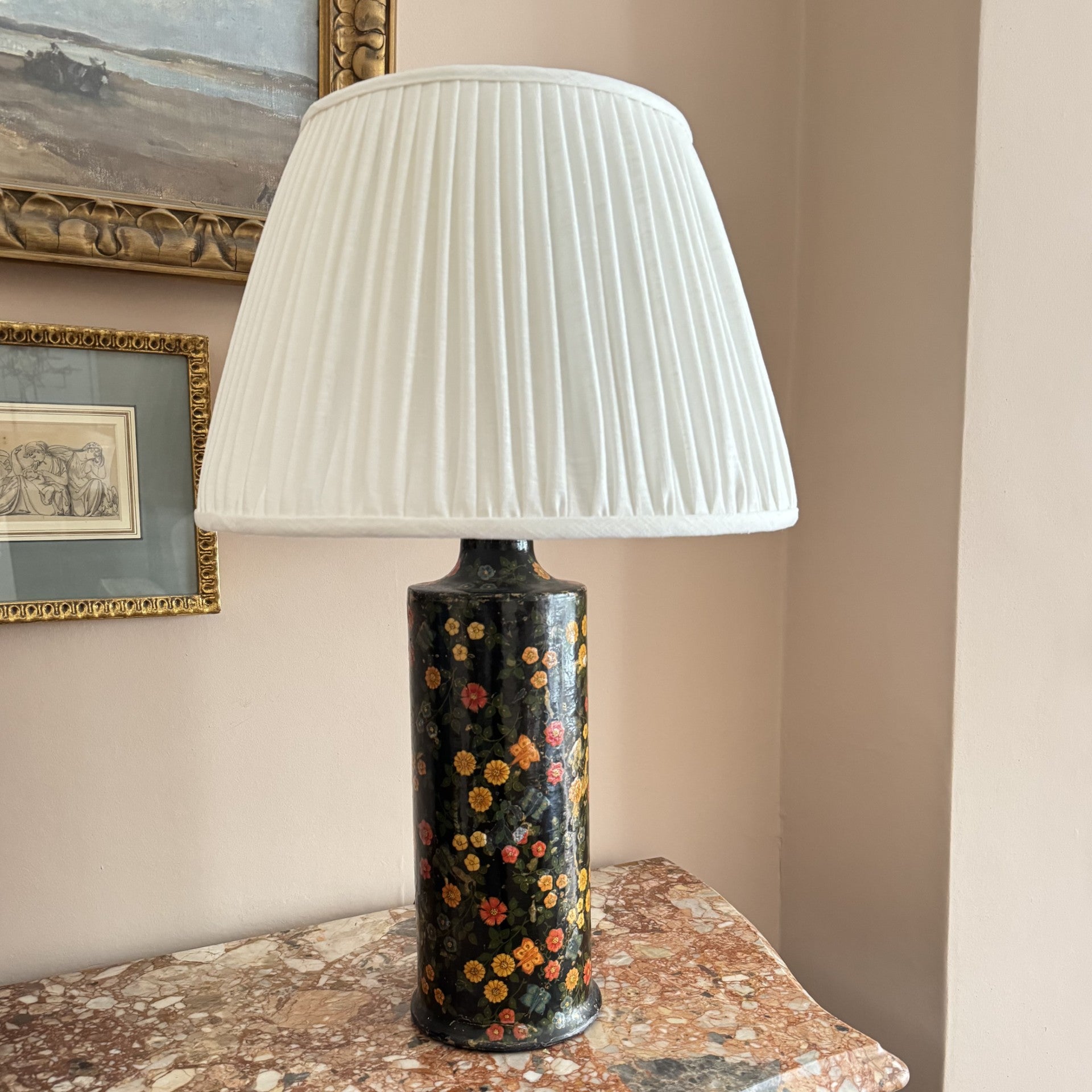Vintage Kashmiri column table lamp