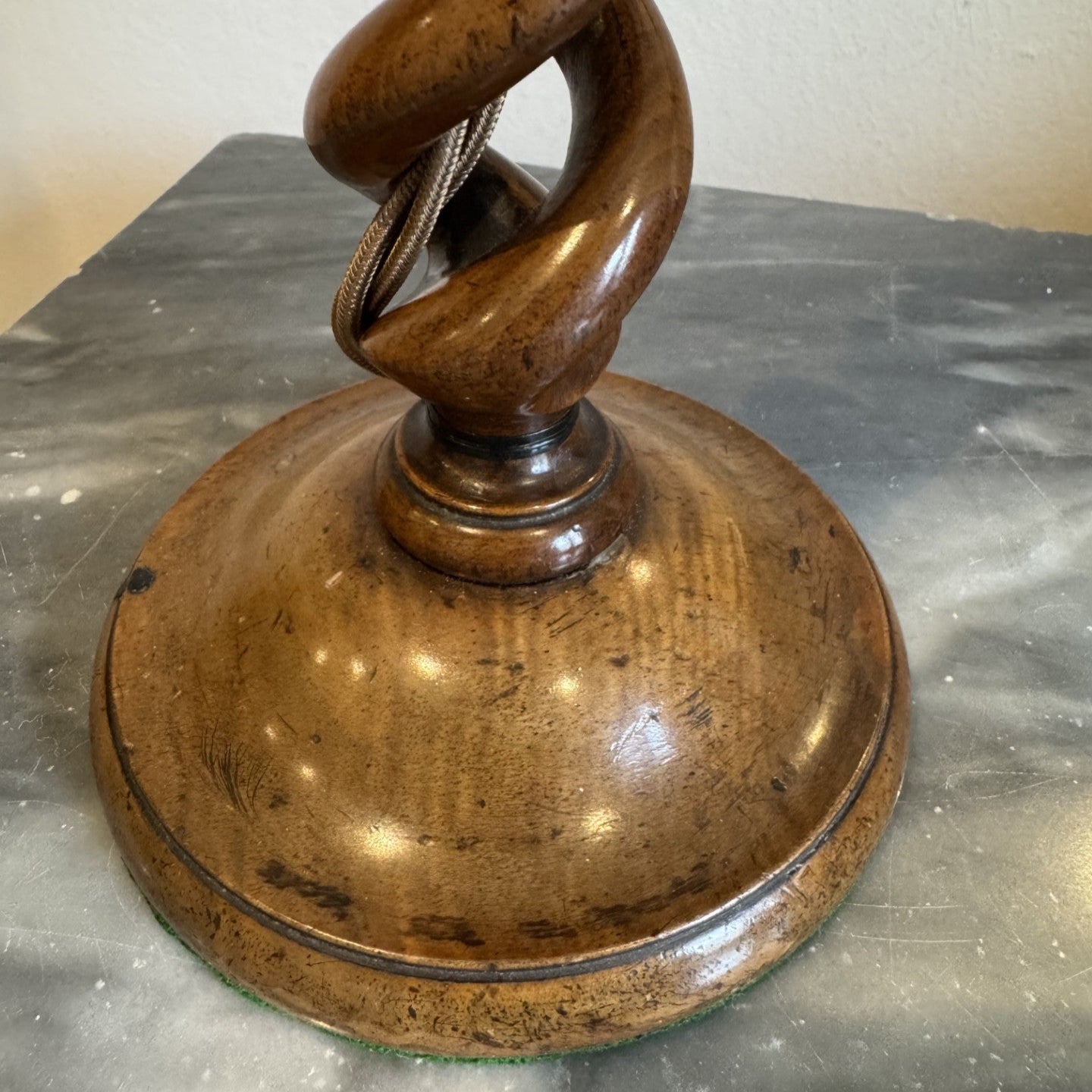 Vintage Walnut Open Barley Twist Candlestick Table Lamp
