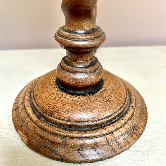 Vintage pair of tall wooden candlestick lamps