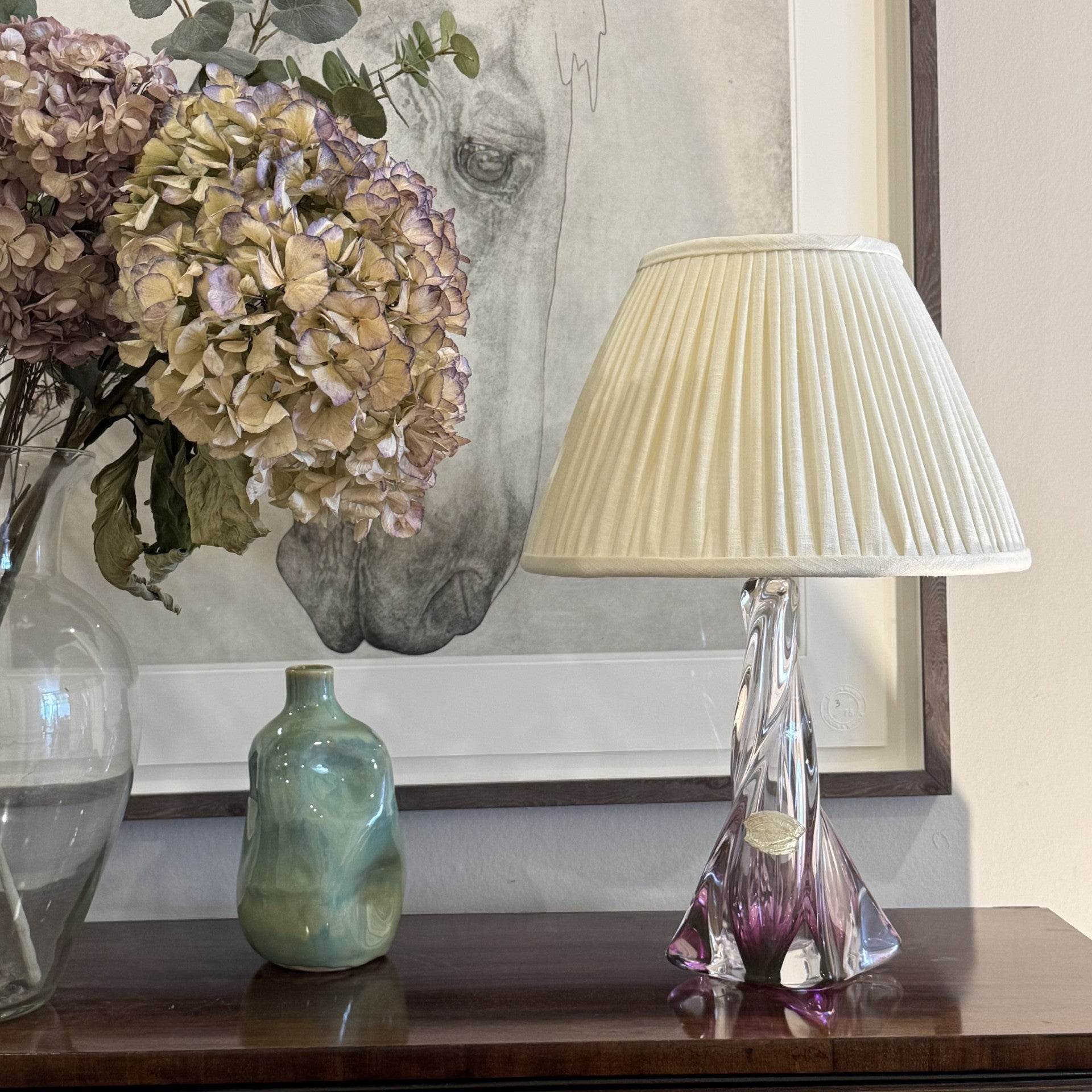 Val St Lambert crystal glass table lamp
