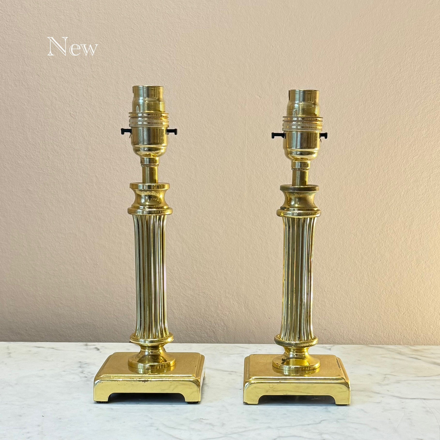 Vintage Pair of Brass Candlestick Lamps