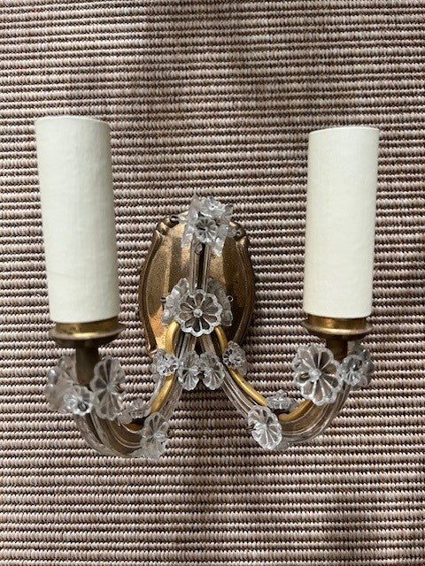 Set of 4 Vintage French Glass and Brass Wallights