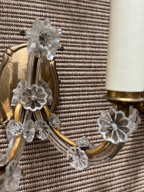 Set of 4 Vintage French Glass and Brass Wallights