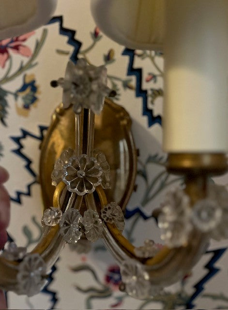 Set of 4 Vintage French Glass and Brass Wallights