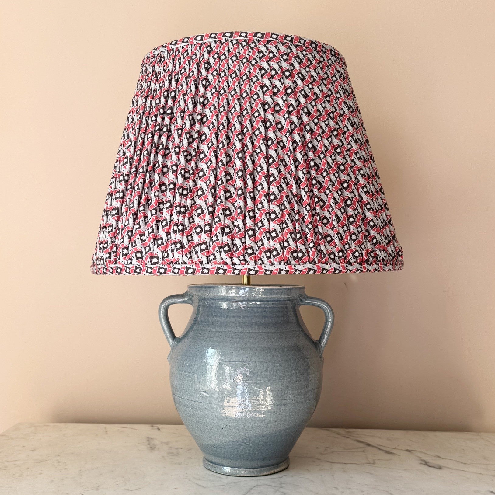 Blue Glaze Terracotta Vase Lamp