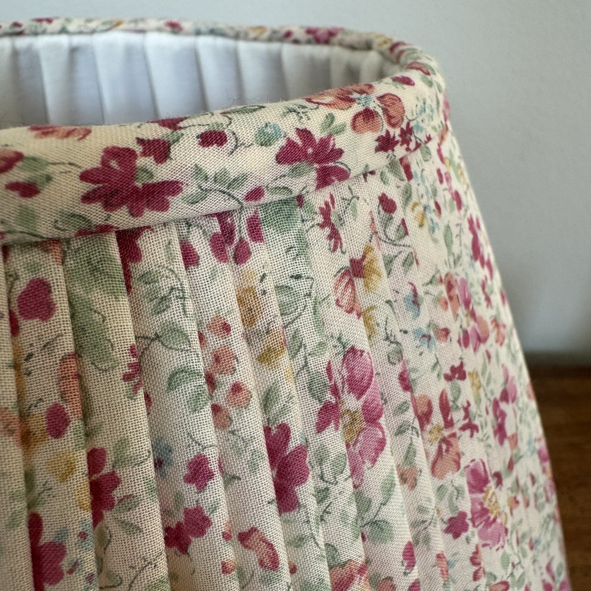 10" Empire pink floral cotton gathered lampshade