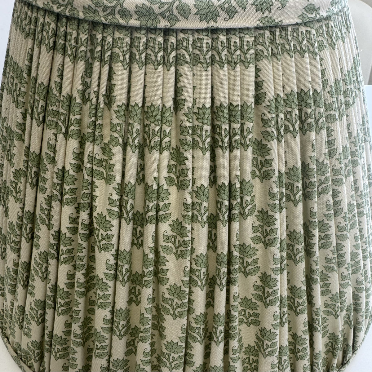 7" Empire Green Leaf Gathered Cotton Lampshade