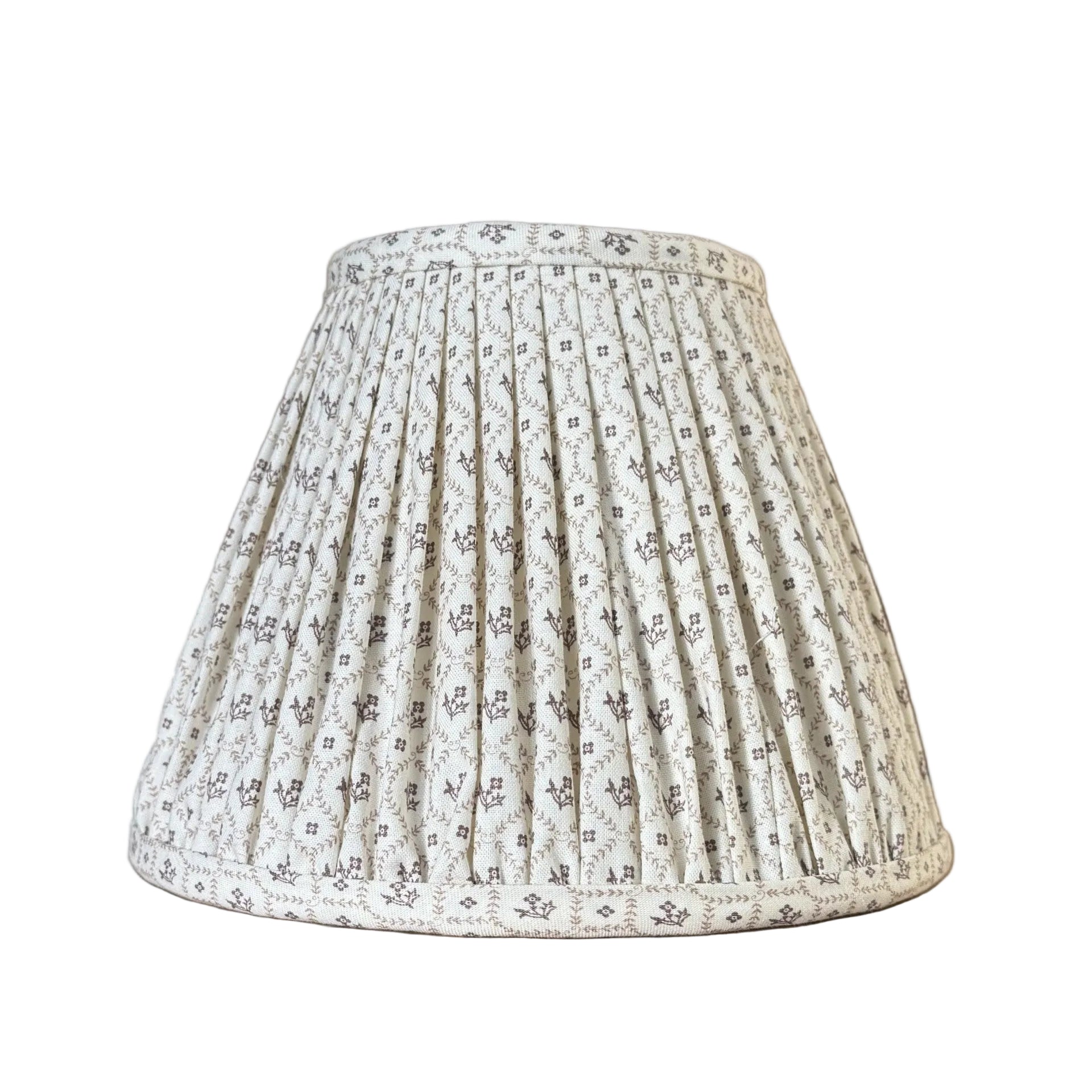 8" Empire Cream and Beige Cotton Gathered Lampshade