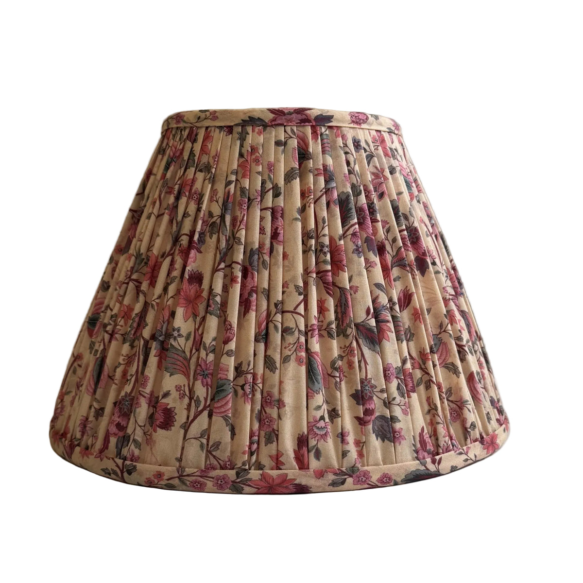 10" Empire Gathered Cotton Pink and Cream Floral Lampshade