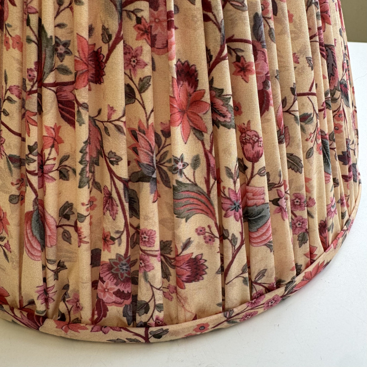 10" Empire Gathered Cotton Pink and Cream Floral Lampshade