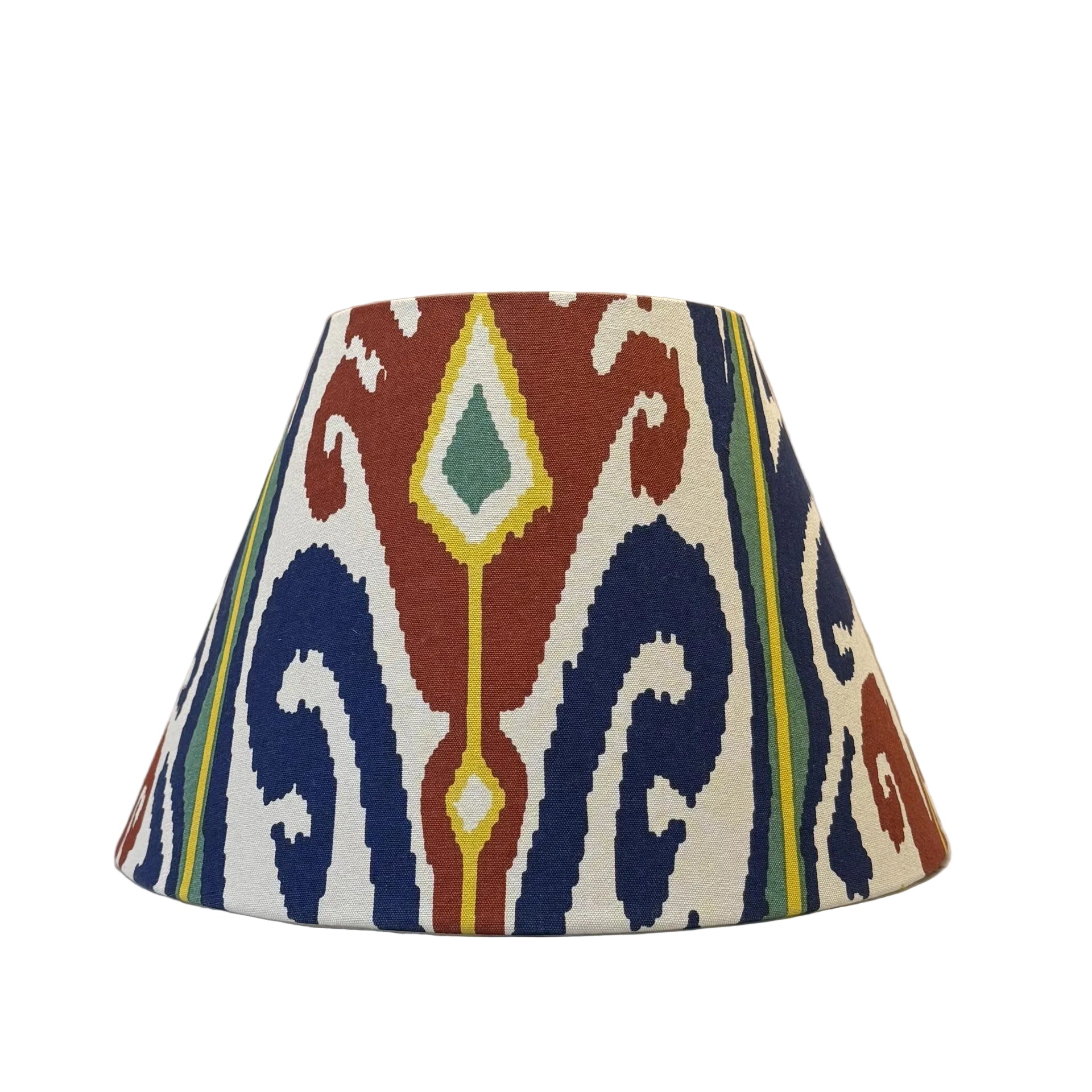 12" Empire Red, Navy Blue and Yellow Fabric Laminated Lampshade